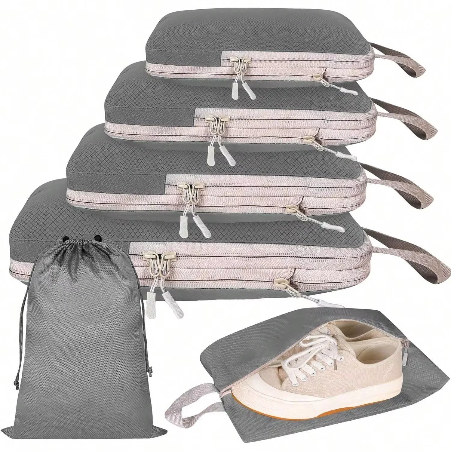 Set Organisateurs de Valise – 4/6 Cubes de Rangement Compressibles