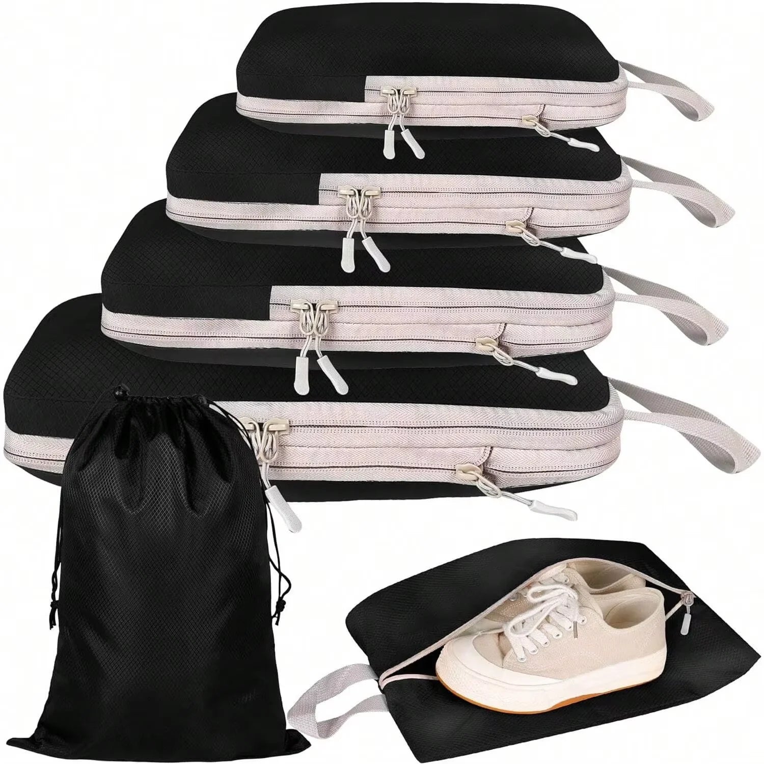Set Organisateurs de Valise – 4/6 Cubes de Rangement Compressibles