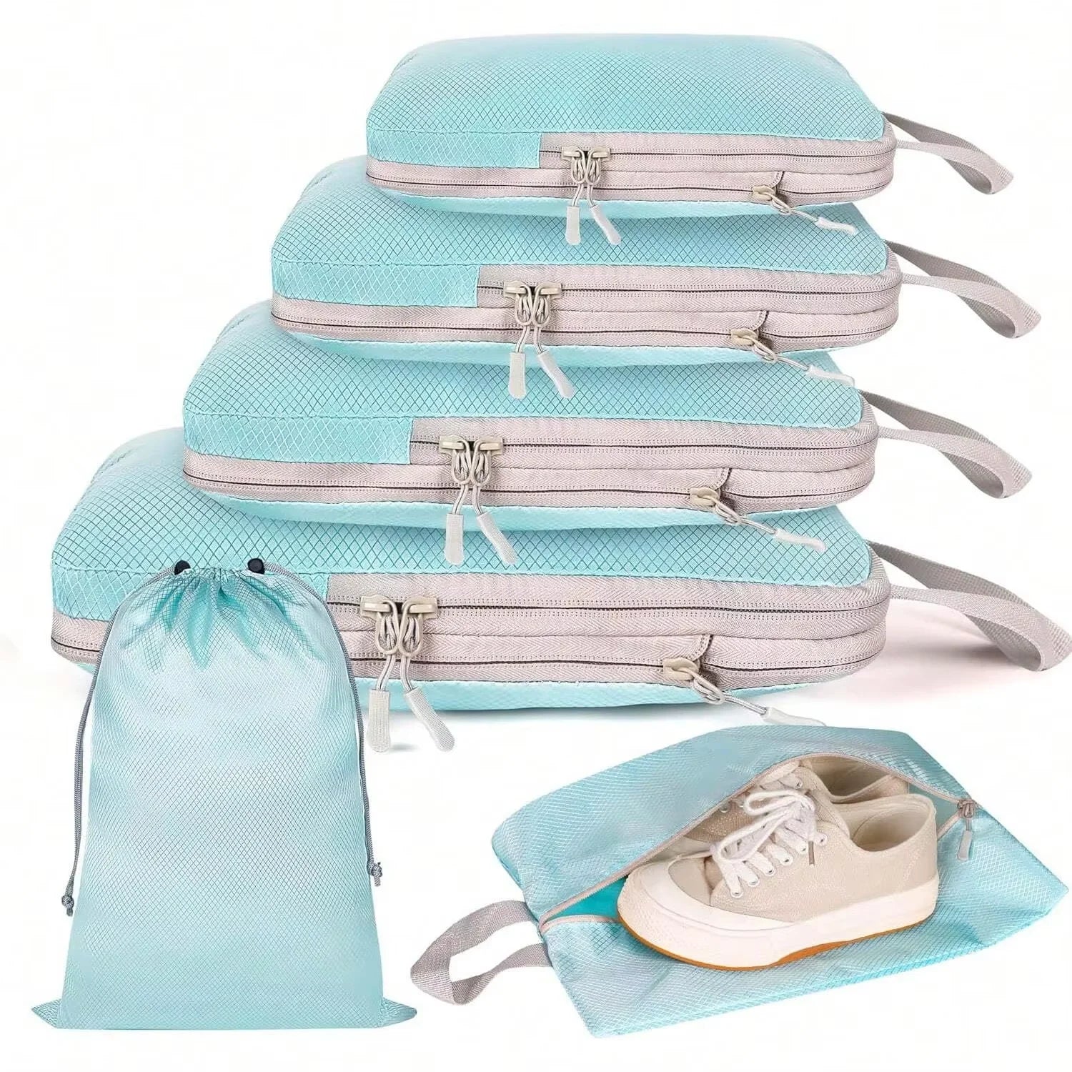 Set Organisateurs de Valise – 4/6 Cubes de Rangement Compressibles